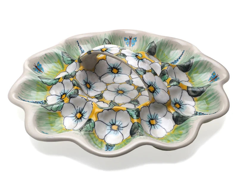 Handgjord äggtallrik med handtag (10 ägg) 8-58 ur MILLENA Ø280mm